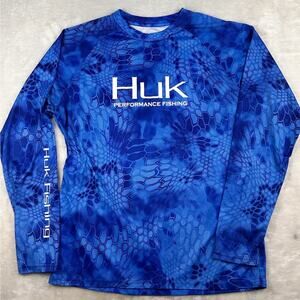 Huk Performance Fishing Shirt Mens M Kryptek Neptune Sun Protection Active